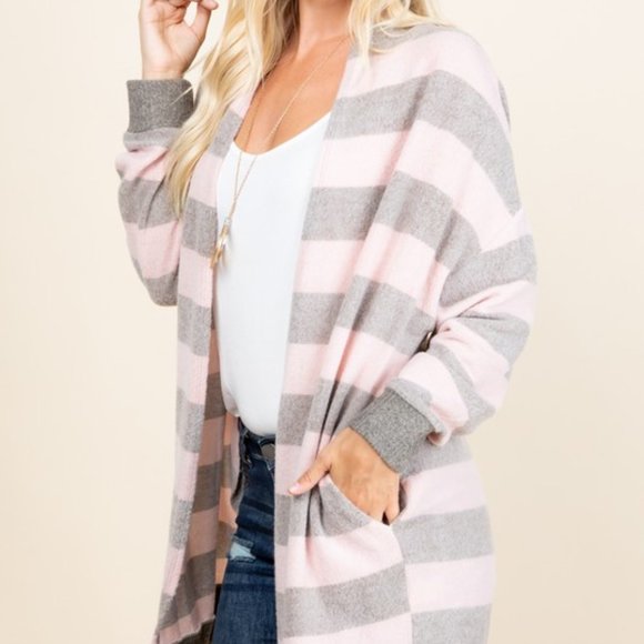 a.gain Sweaters - Ultra Soft Striped Cardigan